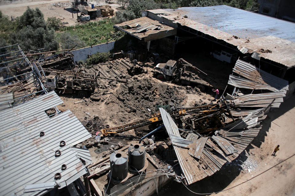 Destroyed workshop in Israeli