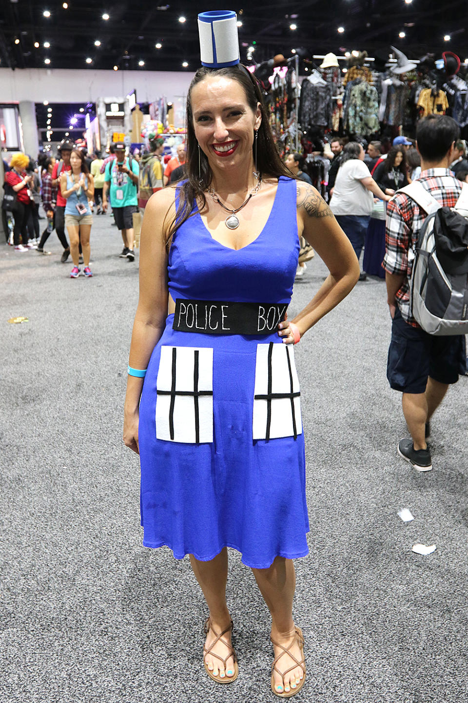 <p>Cosplayer dressed as the TARDIS from <i>Doctor Who</i> at Comic-Con International on July 21, 2018, in San Diego. (Photo: Angela Kim/Yahoo Entertainment) </p>