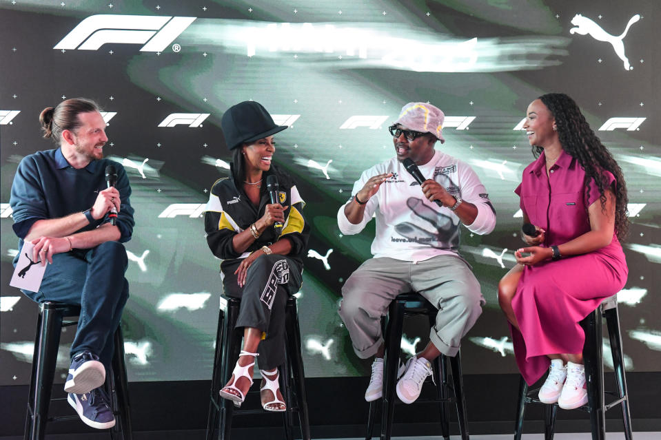 Puma's Adam Petrick, Stylist and designer June Ambrose,  Roc Nation's Emory Jones and driver and tv presenter Naomi Schiff.