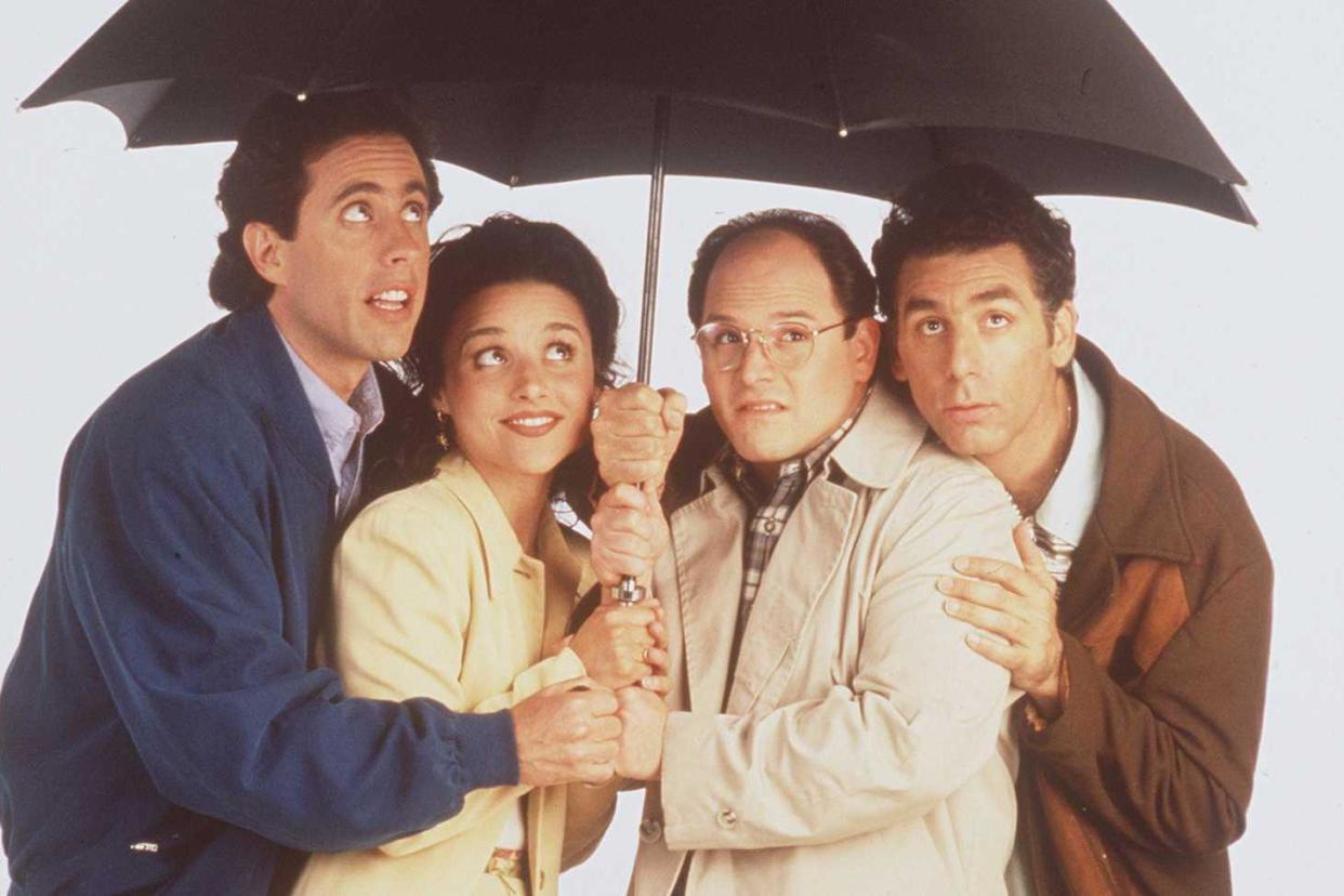 Jerry Seinfeld, Julia Louis-Dreyfus, Jason Alexander and Michael Richards in a 1997 promotional shot for Seinfeld: Getty Images / NBC