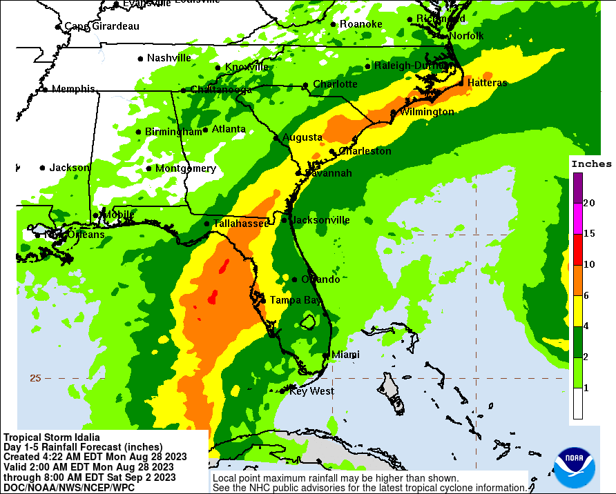 Much-needed rainfall will be the big result of Idalia's passing.