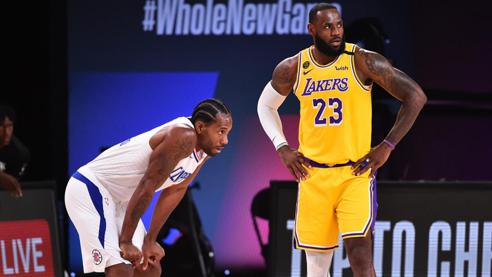 Kawhi Leonard and LeBron James have reportedly both argued NBA players should consider calling off the rest of the season in an effort to affect change. (Photo by Jesse D. Garrabrant/NBAE via Getty Images)