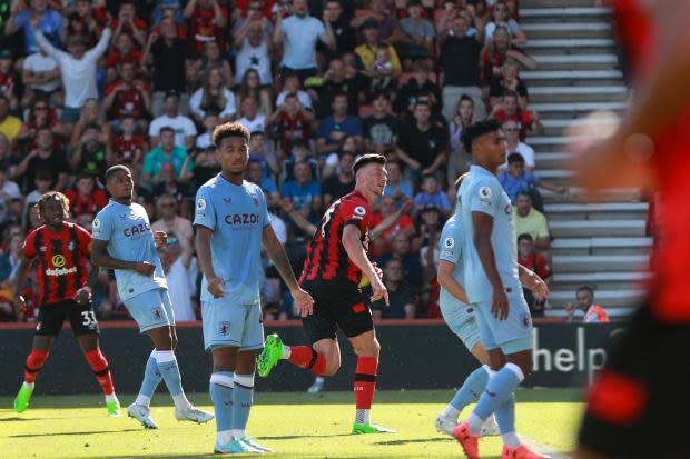 AFC Bournemouth v Aston Villa in first game of the new Premier League season at Vitality Stadium. Kieffer Moore goal..Picture by Richard Crease.