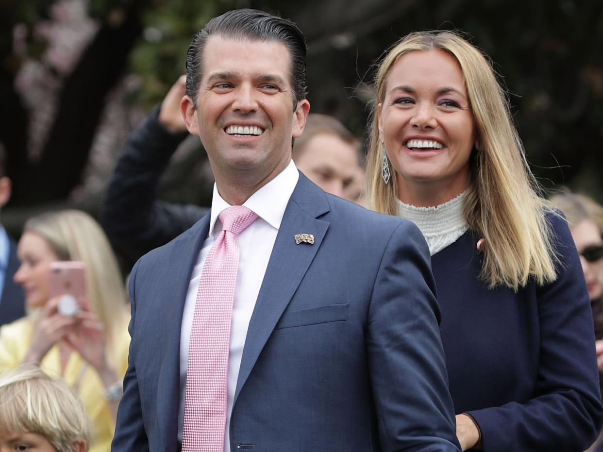 Donald Trump Jr. (L) and his ex-wife Vanessa Trump attend the 140th annual Easter Egg Roll with their five children on the South Lawn of the White House April 2, 2018 in Washington, DC.  (Getty Images)