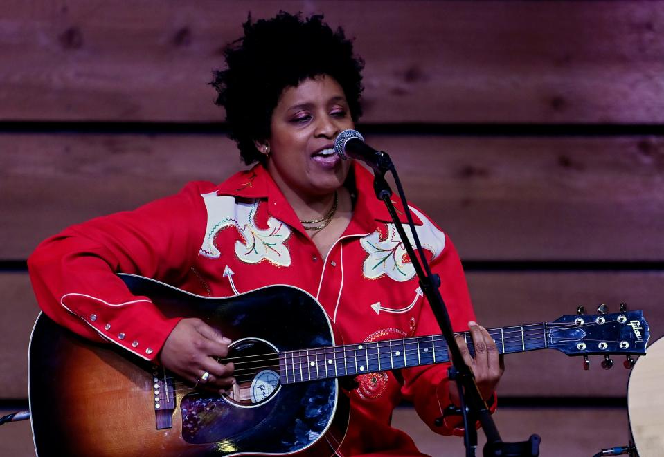 Denitia performs during the CMT Next Women of Country 2024 concert at the City Winery on Tuesday, Jan. 23, 2024, in Nashville, Tenn.