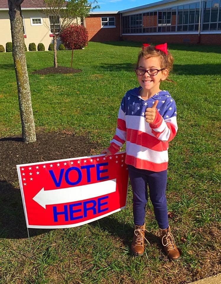 <br />My six year old was so proud to help me vote today. She has been asking about it for a week. I cast my vote for her future and was happy that she got the chance to see me do it. 🇺🇸