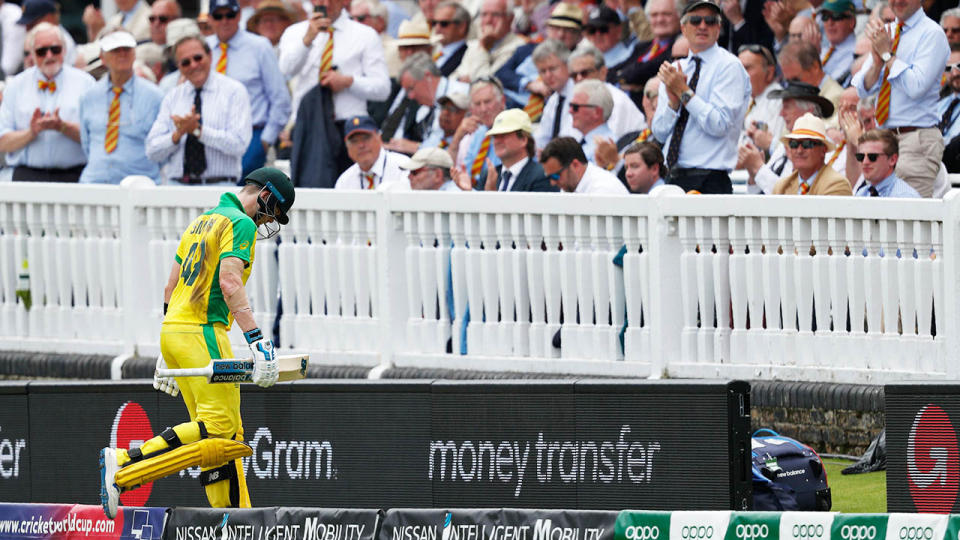 England fans let Steve Smith have it. (Photo by ADRIAN DENNIS/AFP/Getty Images)