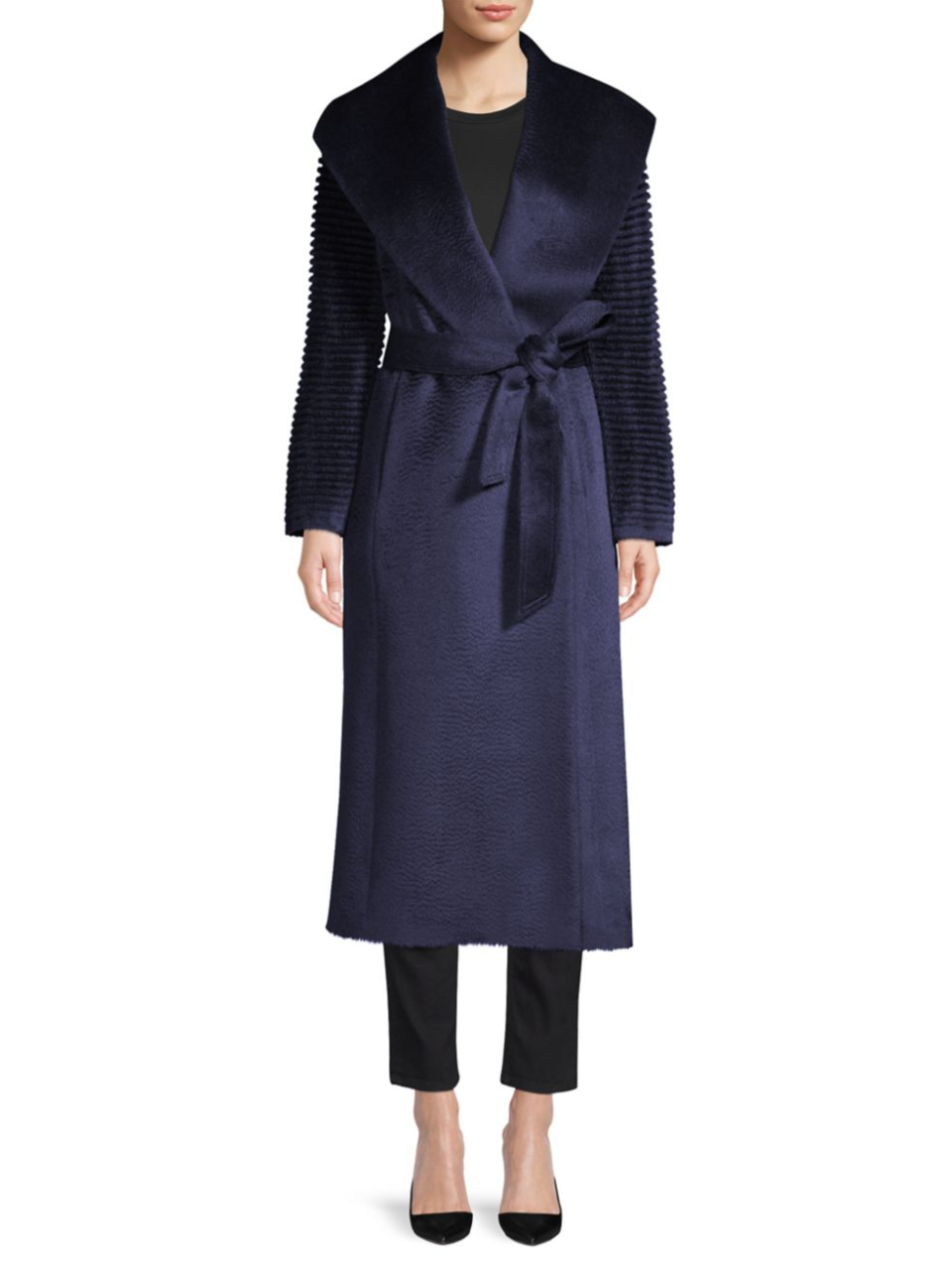 Sentaler Alpaca & Wool Shawl Collar Wrap Coat