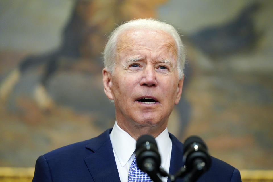 President Joe Biden speaks before signing into law S. 2938, the Bipartisan Safer Communities Act gun safety bill, in the Roosevelt Room of the White House in Washington, Saturday, June 25, 2022. (AP Photo/Pablo Martinez Monsivais)