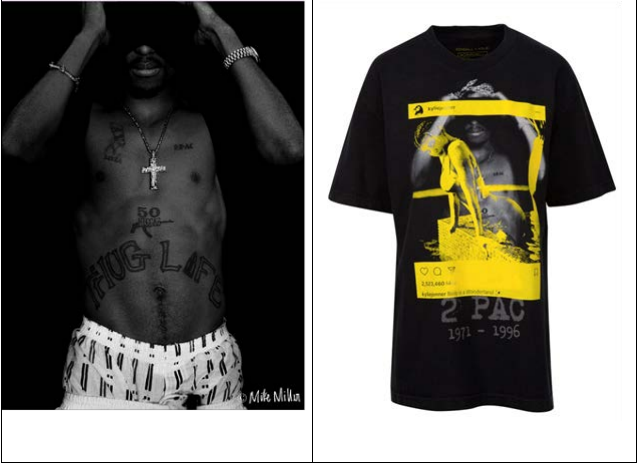 Another comparison from Miller’s complaint of his original photo (left) and the Kendal + Kylie shirt featuring it.