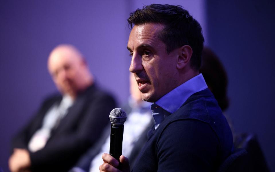 Gary Neville addresses an event at Laboiur Party conference in Liverpool - Henry Nicholls/Reuters