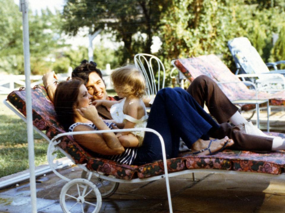 Priscilla Presley, Lisa Marie Presley & Elvis Presley in 1968