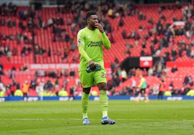 Manchester United goalkeeper Andre Onana