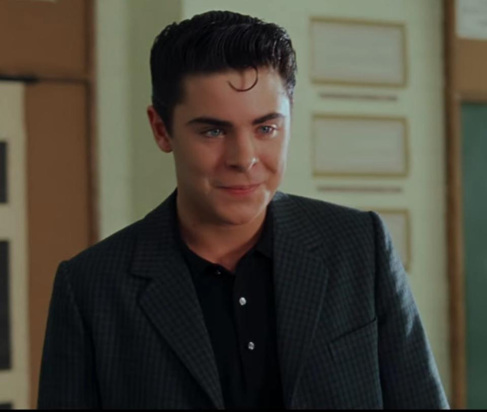 Zac Efron as Link Larkin smiles at Tracy Turnblad in "Hairspray"