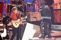 <p>Ed Sheeran, left, and Lil Uzi Vert perform during the VMAs. (Photo: Frederick M. Brown/Getty Images) </p>