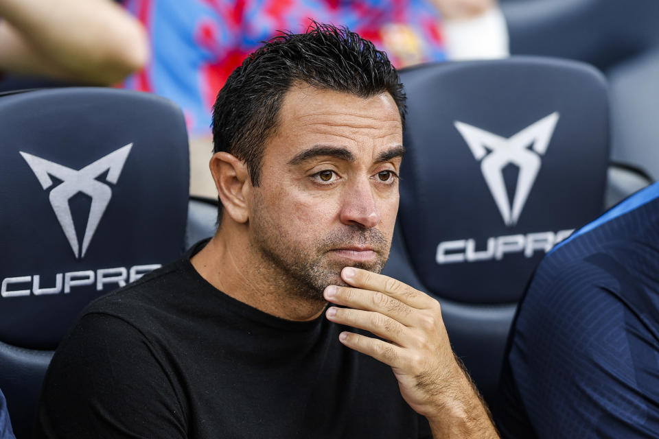Xavi Hernandez coach of FC Barcelona during the La Liga match between FC Barcelona and Elche CF at Spotify Camp Nou Stadium in Barcelona, Spain, on September 17th, 2022.  (Photo by Xavier Bonilla/NurPhoto via Getty Images)