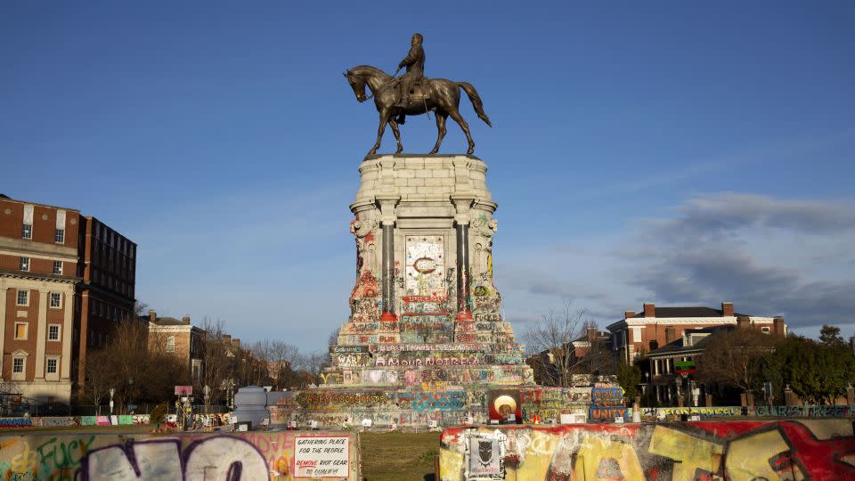 The Robert E. Lee statue in Richmond, Virginia in January 2021. - Ryan M. Kelly/AFP/Getty Images