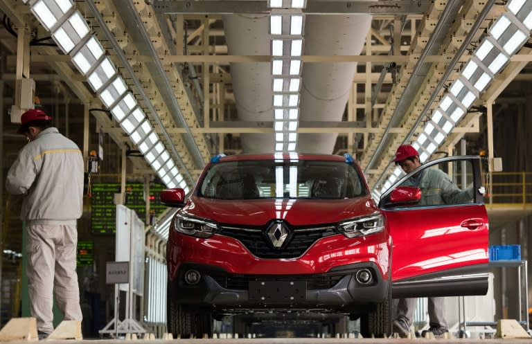 The Kadjar car assembly line at the Renault and Dongfeng joint venture factory in Wuhan, Hubei province, on February 1, 2016