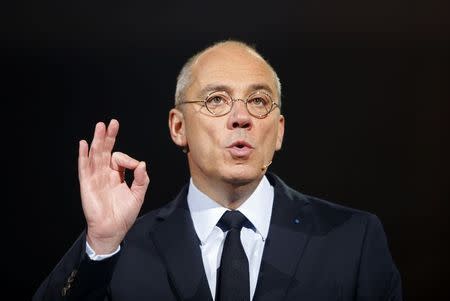 French telecom operator Orange Chairman and Chief Executive Officer Stephane Richard speaks during a conference to unveil the company 2020 strategy plan in Paris March 17, 2015. REUTERS/Charles Platiau