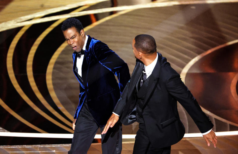 Will Smith slaps Chris Rock at the Oscars 2022 - Getty