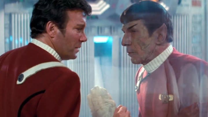 William Shatner and Leonard Nimoy in Star Trek II.