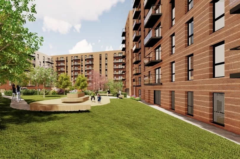 A CGI image of the new homes at Springmount Mill.