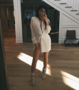 <p><strong>Who:</strong> Kylie Jenner</p><p><strong>Affordable Fashion Find: Meshki </strong>wrap dress, $68, <a rel="nofollow noopener" href="http://www.meshki.com.au/products/adara-mini-satin-dress-white?variant=22066289729" target="_blank" data-ylk="slk:meshki.com.au;elm:context_link;itc:0;sec:content-canvas" class="link ">meshki.com.au</a>. </p><p><strong>Why We Love It:</strong> Putting a twist on the classic wrap dress, Jenner's sexy high-slit version makes for the perfect night out dress and comes with a price tag for under $70. </p>