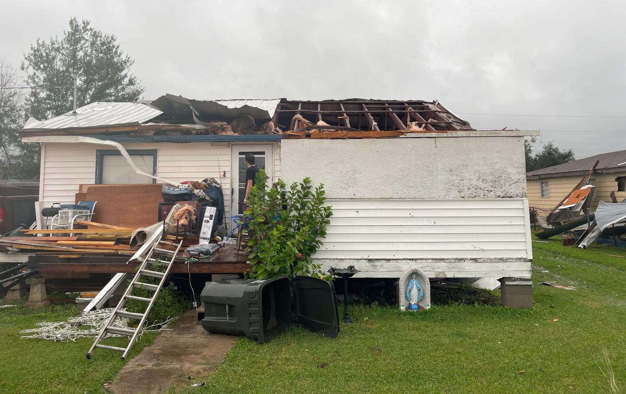 A house on Cleveland Street lost its roof to what residents say was a tornado Wednesday afternoon, Dec. 14, 2022, according to Terrebonne Parish officials. Several other houses along the street were damaged.