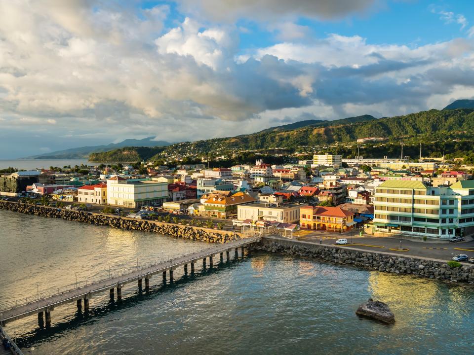 Roseau, the capital of Dominica, an independent island republic in the Caribbean Sea.