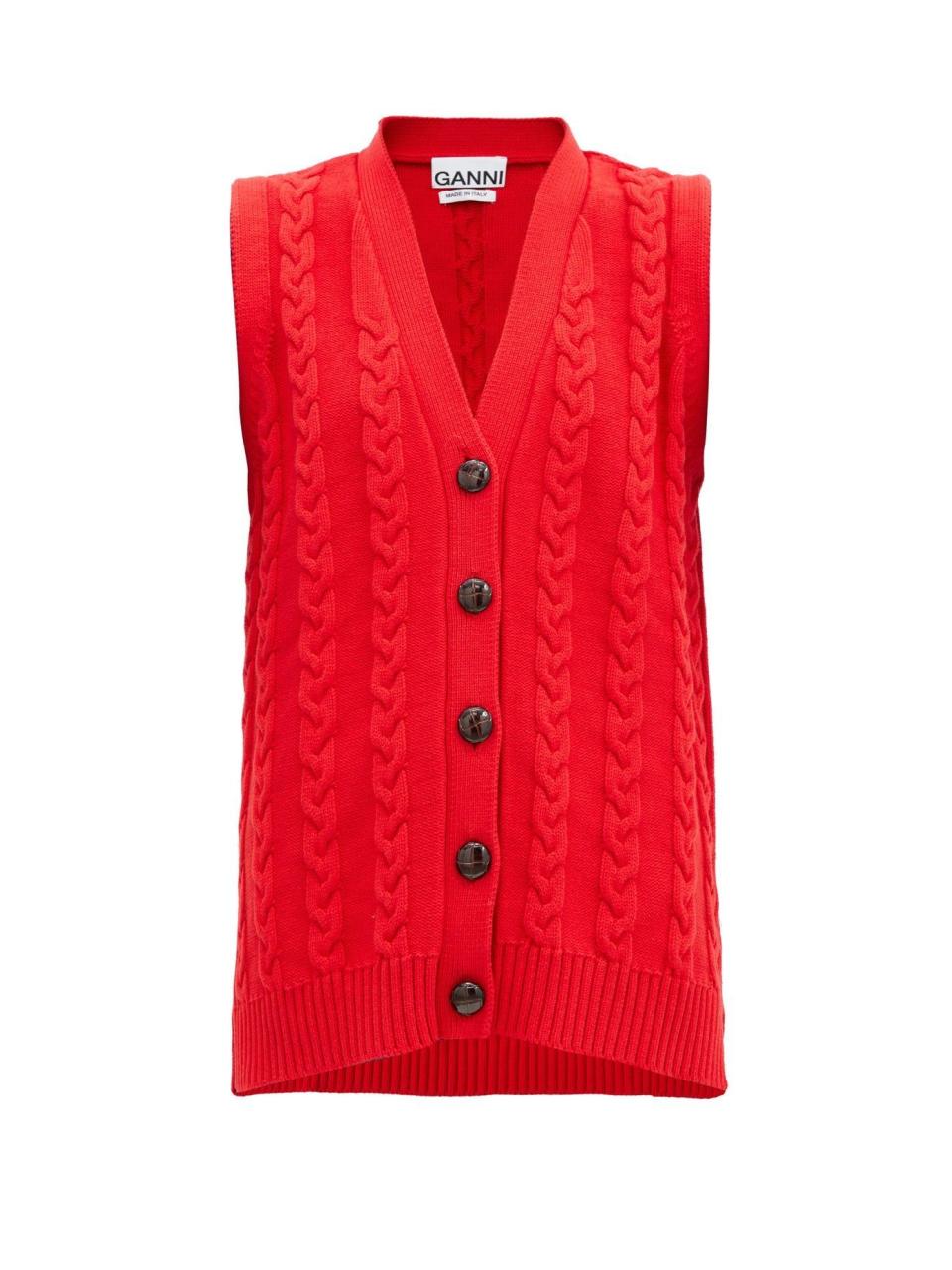 10) V-neck Cable Knit Vest