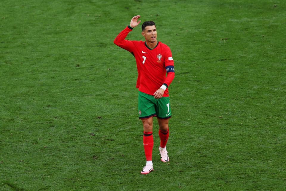 Ronaldo waves his arms as security failed to deal with the situation (Getty Images)