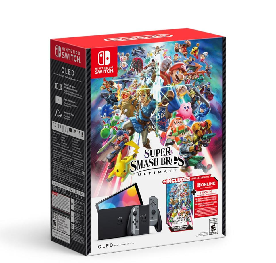 Nintendo Switch OLED Model: Super Smash Bros. Ultimate Bundle with Full Game Download and 3 Mo. Nintendo Switch Online Membership Included