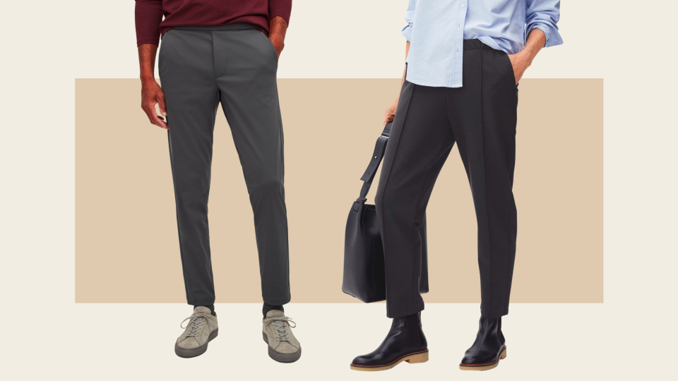 Choose fabrics that have stretch for pants that look professional but feel like loungewear.