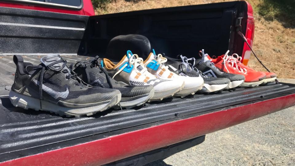 <em>A few of the trail shoes we tested for this guide.</em><p>Michael Charboneau</p>