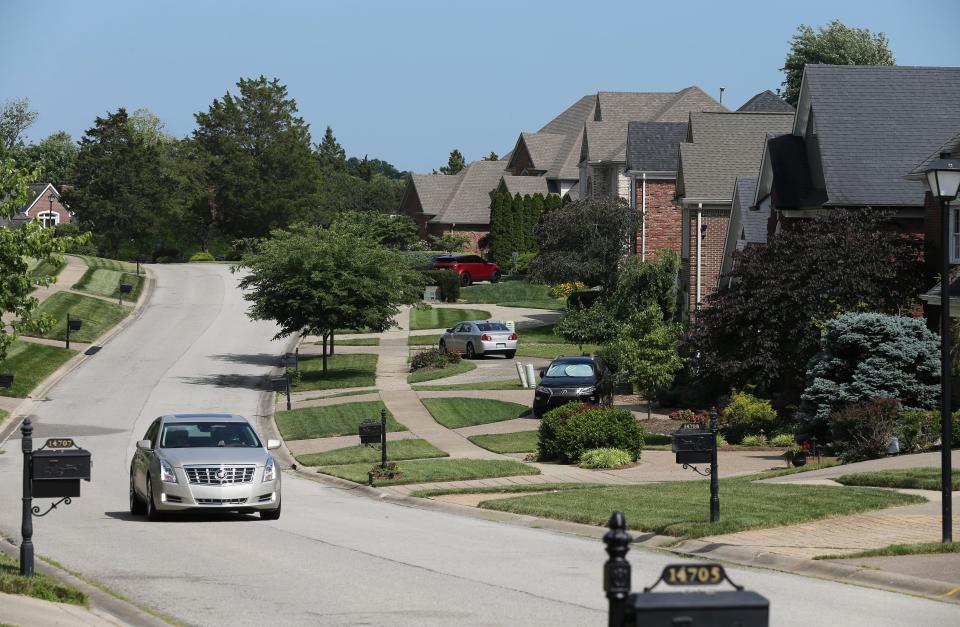 A scene along Forest Oaks Drive in the Lake Forest neighborhood in Louisville, Ky. on June 16, 2022.  A recent Kentucky House Bill has made it possible that unincorporated areas of Jefferson County could break away from Louisville Metro as early as July of 2024.