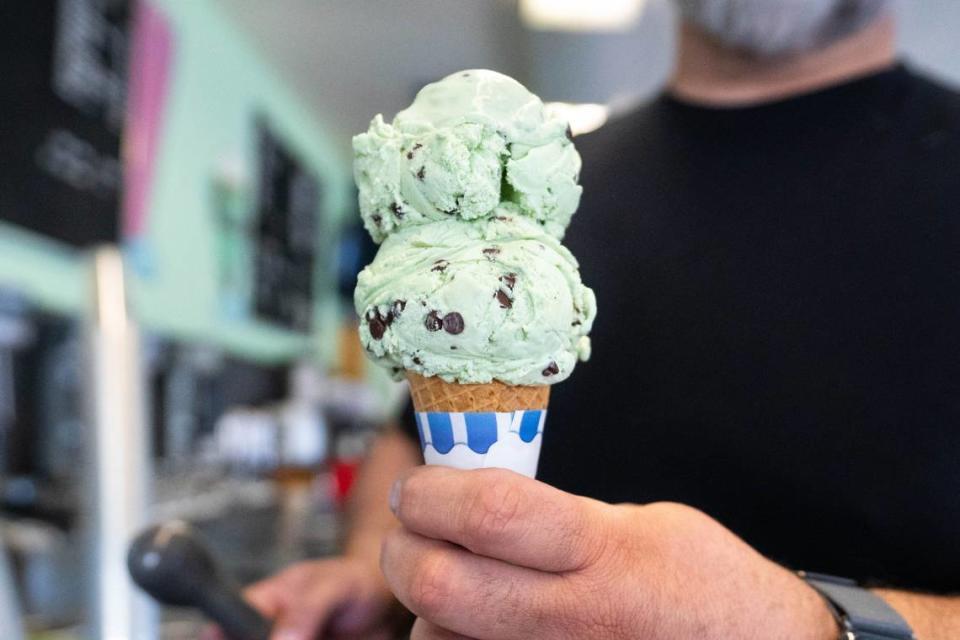 Mint Chip ice cream is one of the items on the menu at Vic’s Ice Cream earlier this month.