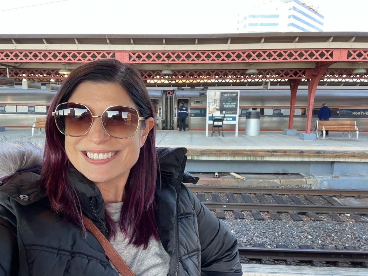 Amanda Adler selfie in front of train tracks