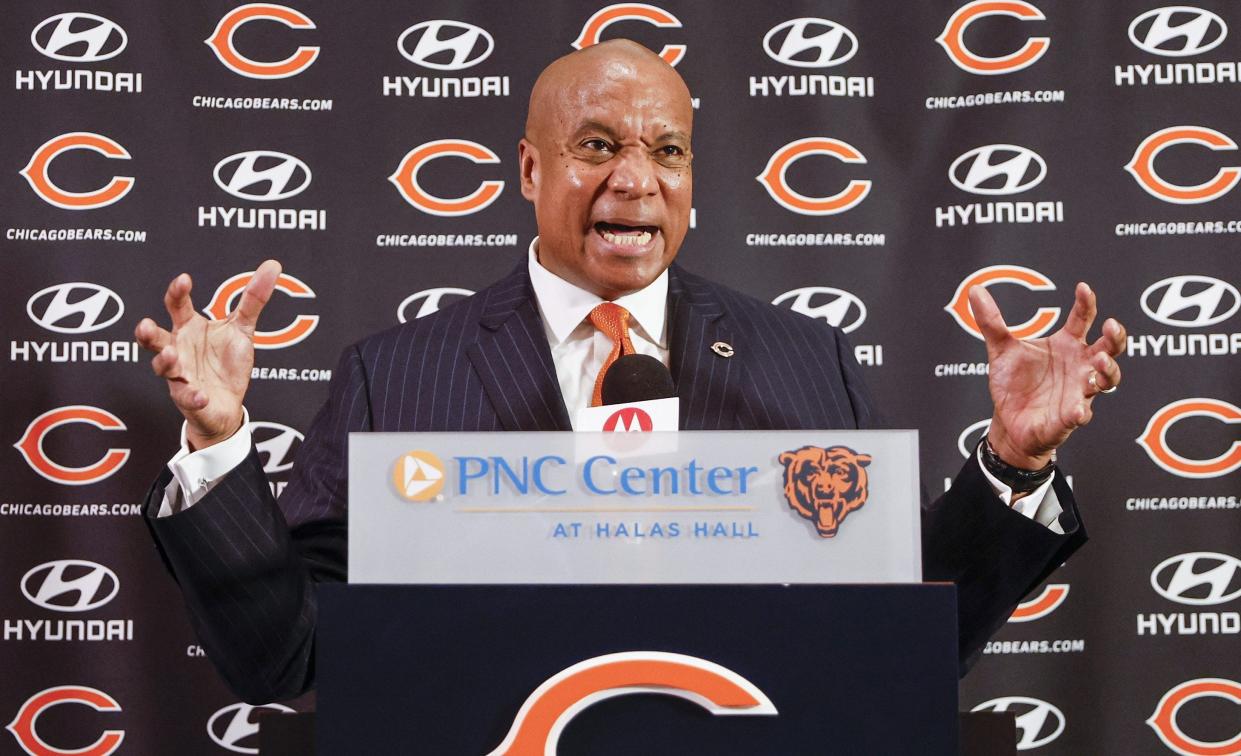 Chicago Bears President Kevin Warren announced a new stadium funding proposal on Wednesday, April 24, 2024.