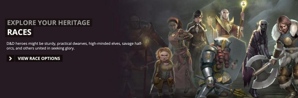 The D&amp;D website invites players to "explore your heritage" and choose a race. (Photo: HuffPost US)
