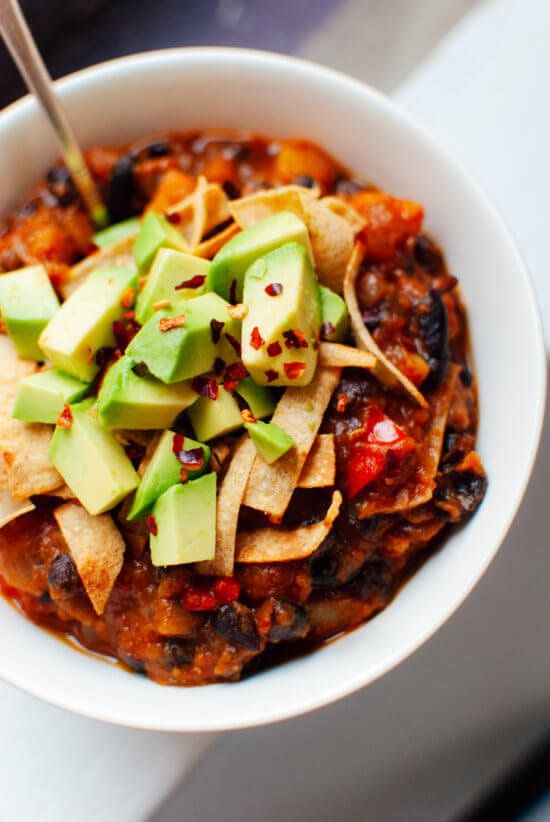 Butternut Squash Chipotle Chili With Avocado