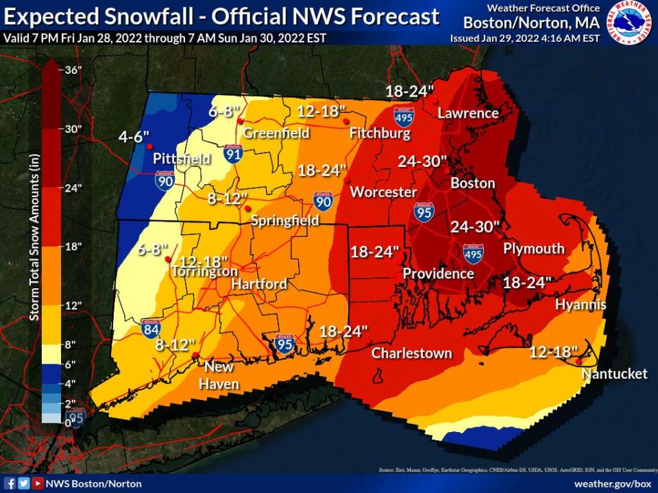 National Weather Service snow total forecast