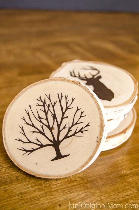 7) Painted Wood Coasters