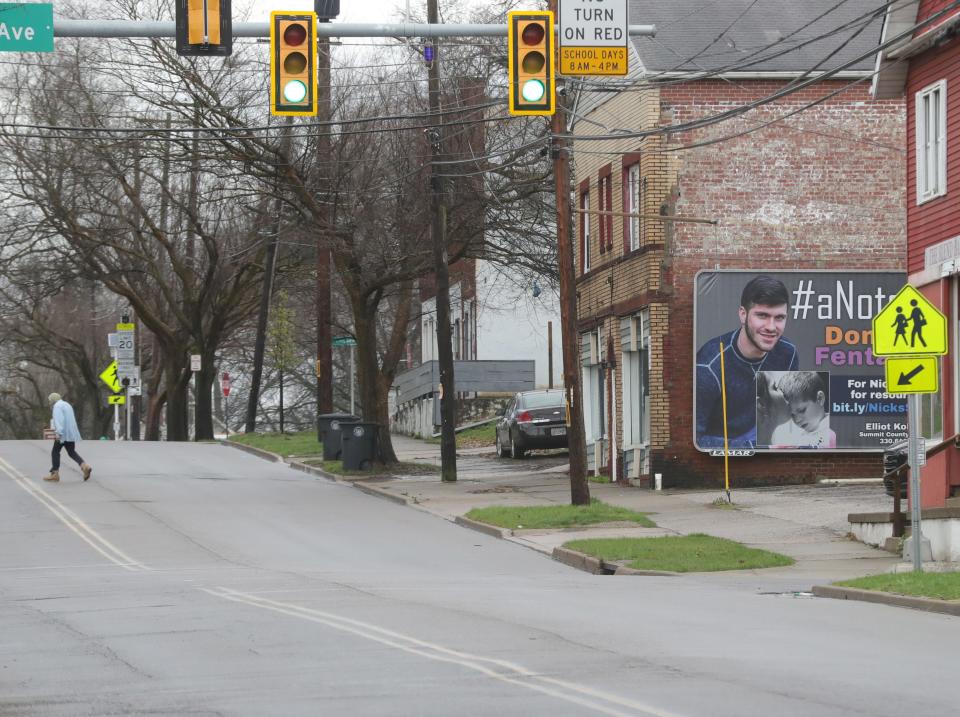 The intersection of Ottawa Avenue and Brittain Road near where a teen was shot by Akron police on Tuesday in Akron.