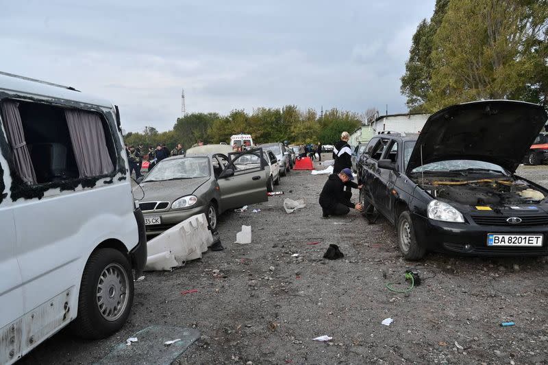 Civilian convoy hit by a Russian missile strike in Zaporizhzhia