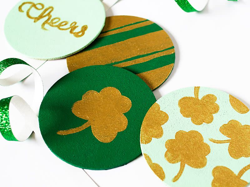 st patricks day decor painted cork coasters