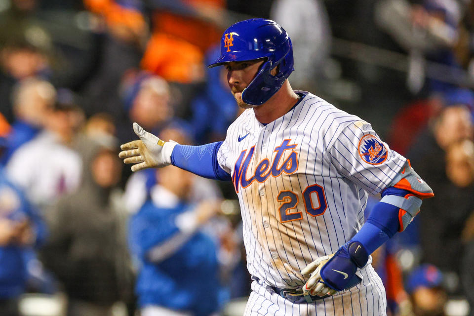 Pete Alonso #20 of the New York Mets is a fantasy star