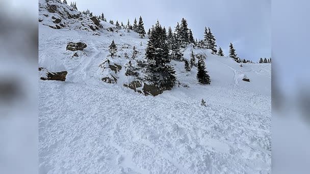 PHOTO: The slide path of a fatal avalanche near the summit of Berthoud Pass in an area locally known as Nitro Chute, Dec. 26, 2022, in Grand County, Colo. (Colorado Avalanche Information Center)