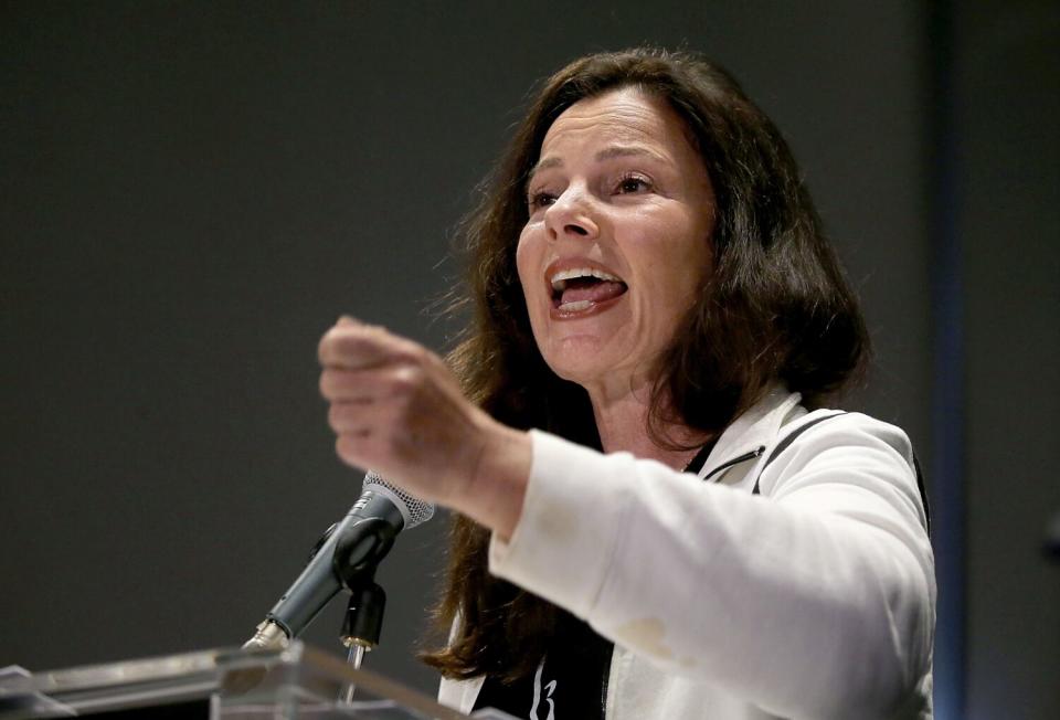 Screen Actors Guild President Fran Drescher speaks during a news conference