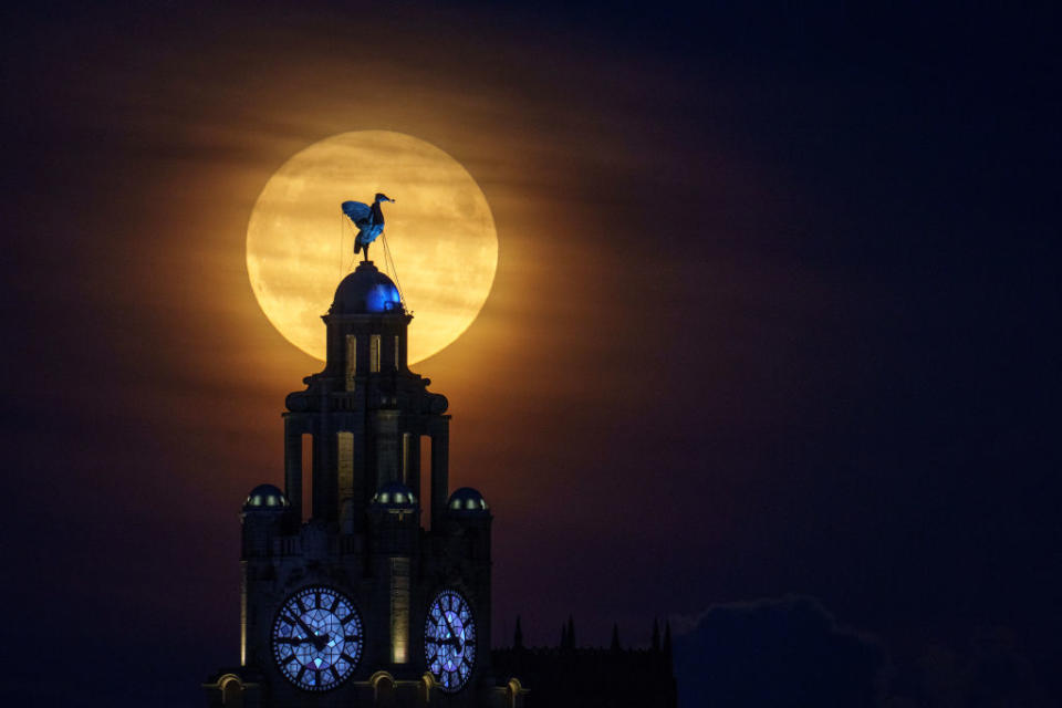 a blue supermoon in the sky