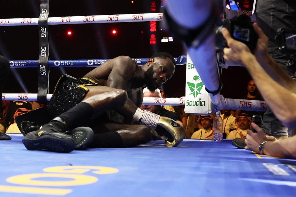 Wilder beat the referee’s count, but his fight with Zhilei Zhang was waved off anyway (Getty Images)